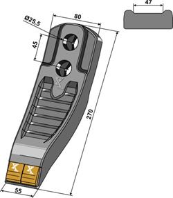 Stubharvespids Tungsten 55-80mm til Pöttinger Synkro/Terria