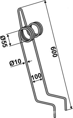 Efterharvetand Dobbelt 600mm Ø10 mm